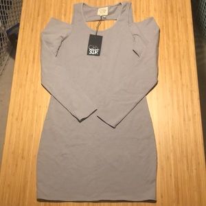 Chaser NWT Cold Shoulder gray mini dress